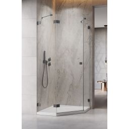 Radaway Essenza Pro Brushed Gunmetal PTJ kabina prysznicowa 80x80 cm pięciokątna lewa gunmetal szczotkowany/szkło przezroczyste 10100000-92-01L/10100100-01-01