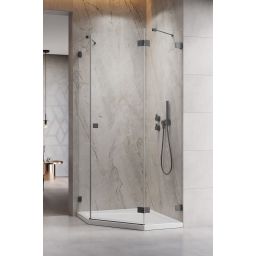 Radaway Essenza Pro Brushed Gunmetal PTJ kabina prysznicowa 80x80 cm pięciokątna prawa gunmetal szczotkowany/szkło przezroczyste 10100000-92-01R/10100100-01-01