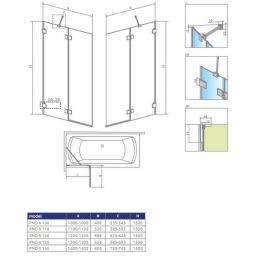 Radaway Essenza Pro Brushed Nickel PND II parawan nawannowy 120 cm lewy nikiel szczotkowany/szkło przezroczyste 10102120-91-01L