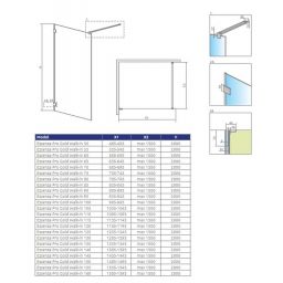 Radaway Essenza Pro Gold Walk-In ścianka prysznicowa 120 cm wolnostojąca złoty połysk/szkło przezroczyste 10103120-09-01