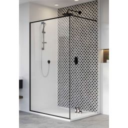 Radaway Modo New Black II Frame Walk-In ścianka prysznicowa 75 cm wolnostojąca czarny mat/szkło Frame 389075-54-56