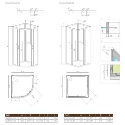 Radaway Premium Plus 2S komplet ścianek tylnych 80 cm chrom/szkło Fabric 33443-01-06N