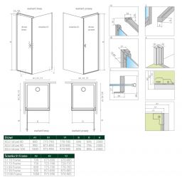 Radaway Nes Black S1 ścianka prysznicowa 80 cm boczna czarny mat/szkło Frame 10039080-54-56