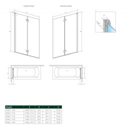 Radaway Nes Black PND I parawan nawannowy 120 cm 2-częściowy czarny mat/szkło przezroczyste 10010120-54-01R