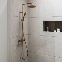 Duravit Shower Systems zestaw prysznicowy ścienny termostatyczny brąz szczotkowany TH4282008004