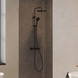 Duravit Shower Systems zestaw prysznicowy ścienny termostatyczny czarny mat TH4282008046