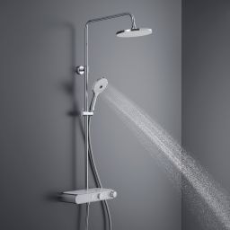 Duravit Shower Systems zestaw prysznicowy ścienny termostatyczny MinusFlow chrom biały połysk TH4382008005