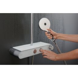 Duravit Shower Systems zestaw prysznicowy ścienny termostatyczny chrom biały połysk TH4380008005