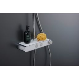 Duravit Shower Systems zestaw prysznicowy ścienny termostatyczny MinusFlow chrom biały połysk TH4382008005