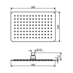 Excellent Slim deszczownica 20x30 cm prostokątna chrom AREX.3062CR