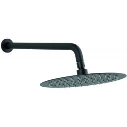 Ferro deszczownica 25 cm okrągła z ramieniem ściennym czarny mat NPT13BL