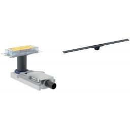 Zestaw Geberit CleanLine wpust pryznicowy z odpływem liniowym 110 cm czarny (154.152.00.1, 154.502.TE.1)