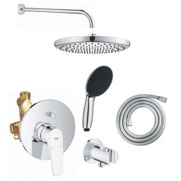 Zestaw Grohe Start Flow bateria wannowo-prysznicowa podtynkowa z deszczownicą i zestawem prysznicowym chrom (29117000, 28741002, 26815000, 27851000, 26962001, 27940001)