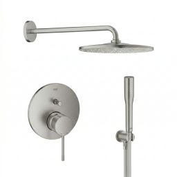 Grohe Essence zestaw prysznicowy podtynkowy z deszczownicą stal nierdzewna (24058DC1, 26558DC0, 28362DC1, 26658DC0, 27400DC0)