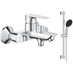 Zestaw Grohe Start Edge bateria wannowo-prysznicowa ścienna z zestawem prysznicowym chrom (24198001, 27942001)