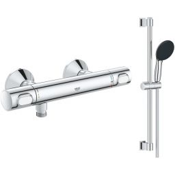 Zestaw Grohe Precision Flow bateria prysznicowa ścienna termostatyczna z zestawem prysznicowym chrom (34840000, 27942001)
