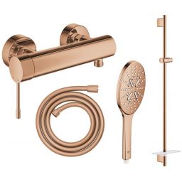 Zestaw Grohe Essence bateria prysznicowa ścienna z kompletem prysznicowym Warm Sunset (26574DA0, 28388DA1, 26603DA0, 33636DA1)
