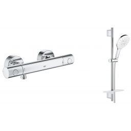 Zestaw Grohe Grohtherm 800 Cosmopolitan bateria prysznicowa termostatyczna z zestawem prysznicowym Vitalio SmartAvtive 150 chrom (34765000, 26598000)
