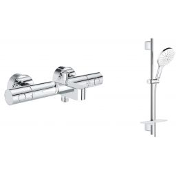 Zestaw Grohe Grohtherm 800 Cosmopolitan bateria wannowo-prysznicowa termostatyczna z zestawem prysznicowym Vitalio SmartAvtive 150 chrom (34766000, 26598000)