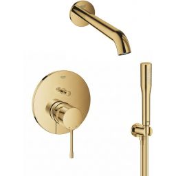 Zestaw Grohe Essence bateria wannowo-prysznicowa podtynkowa z kompletem prysznicowym Cool Sunrise (24058GL1, 28362GL1,  26658GL0, 27400GL0, 13449GL1)