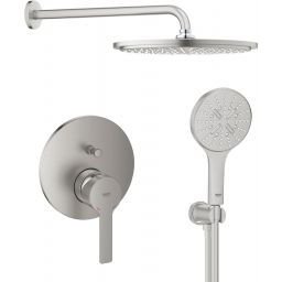 Zestaw Grohe Lineare bateria wannowo-prysznicowa podtynkowa z deszczoenica i zestawem prysznicowym SuperSteel (24064DC1, 26066DC0, 28362DC1, 26658DC0, 26574DC0)