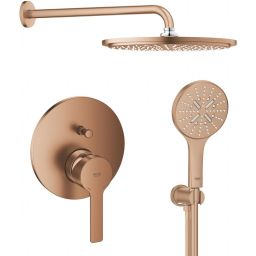 Zestaw Grohe Lineare bateria wannowo-prysznicowa podtynkowa z deszczownicą i zestawem prysznicowym Brushed Warm Sunset  (24064DL1, 26066DL0, 28388DA1, 26658DL0, 26574DL0)