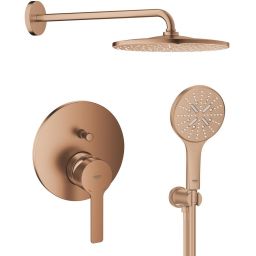Zestaw Grohe Lineare bateria wannowo-prysznicowa podtynkowa z deszczownicą i zestawem prysznicowym Brushed Warm Sunset  (24064DL1, 26558DL0, 28388DA1, 26658DL0, 26574DL0)