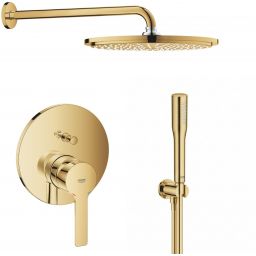 zestaw Grohe Lineare bateria wannowo-prysznicowa podtynkowa z deszczownicą i zestawem prysznicowym Cool Sunrise (24064GL1, 26066GL0, 28362GL1, 26658GL0, 27400GL0)