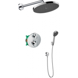 Zestaw Hansgrohe Ecostat S wannowo-prysznicowy podtynkowy z deszczownicą i kompletem natryskowym chrom (28056000, 27413000, 15758000, 01800180, 28052000, 27454000)