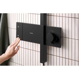 Hansgrohe Raindance Alive Q EcoSmart zestaw prysznicowy ścienny termostatyczny z deszczownicą czarny 24581670