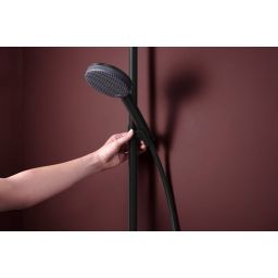 Hansgrohe Raindance Alive S Puro EcoSmart zestaw prysznicowy ścienny termostatyczny z deszczownicą czarny 24593670