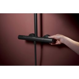 Hansgrohe Raindance Alive S Puro EcoSmart zestaw prysznicowy ścienny termostatyczny z deszczownicą czarny 24593670