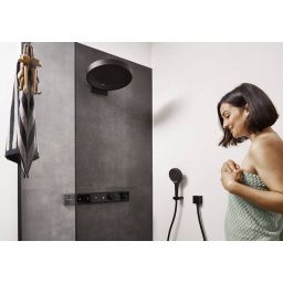 Hansgrohe Rainfinity deszczownica 36 cm okrągła z przyłączem ściennym czarny mat 26234670