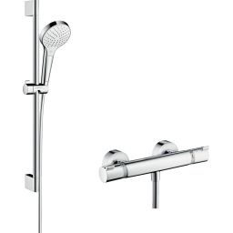 Hansgrohe Croma Select S zestaw prysznicowy ścienny termostatyczny EcoSmart biały/chrom 27013400