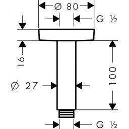 Hansgrohe ramię prysznicowe 10 cm sufitowe chrom 27393000