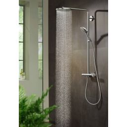 Hansgrohe Raindance S PowderRain zestaw prysznicowy ścienny termostatyczny z deszczownicą czarny chrom szczotkowany 27633340