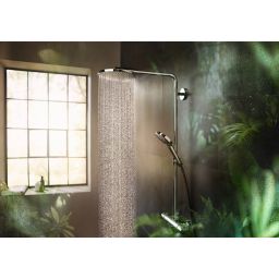Hansgrohe Raindance S PowderRain zestaw prysznicowy ścienny termostatyczny z deszczownicą czarny chrom szczotkowany 27633340