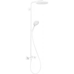 Hansgrohe Raindance S PowderRain zestaw prysznicowy ścienny termostatyczny z deszczownicą biały mat 27633700
