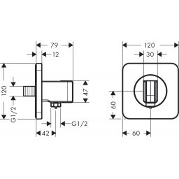 Axor Citterio E przyłącze kątowe z uchwytem chrom 36724000