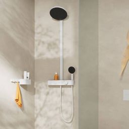 Hansgrohe Pulsify S ShowerTablet Select zestaw prysznicowy ścienny termostatyczny z deszczownicą biały mat 24240700
