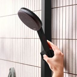 Hansgrohe Raindance Alive S EcoSmart zestaw prysznicowy ścienny termostatyczny z deszczownicą czarny 24583670
