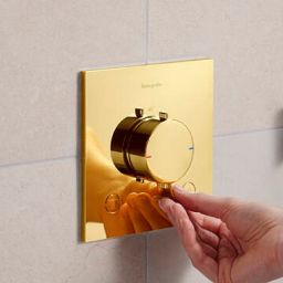Hansgrohe Ecostat Comfort E bateria wannowo-prysznicowa podtynkowa termostatyczna złoty optyczny polerowany 33711990