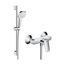 Zestaw Hansgrohe Logis bateria prysznicowa i zestaw natryskowy ścienny Croma Vario 0,65 biały/chrom (71600000, 26582400)