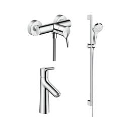 Zestaw Hansgrohe Talis S bateria prysznicowa i umywalkowa z zestawem prysznicowym Croma (72600000, 72020000, 26562400)