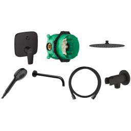 Zestaw Hansgrohe Talis E bateria wannowo-prysznicowa z zestawem natryskowym Oltens czarny mat (71745670, 01800180, 37104300, 37000300, 39400300, 37200300, 39304300)