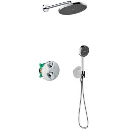 Hansgrohe Ecostat S zestaw prysznicowy podtynkowy termostatyczny z deszczownicą chrom (28056000, 27413000, 15758000, 01800180, 26888000, 28033000, 28276000)