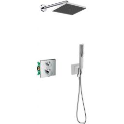 Hansgrohe Ecostat Square zestaw prysznicowy podtynkowy termostatyczny z deszczownicą chrom (28737000, 27413000, 15714000, 01800180, 26889000, 24320000, 28276000)