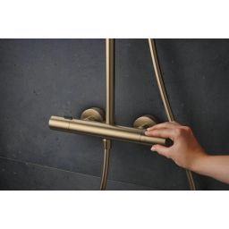 Hansgrohe Pulsify S Puro zestaw prysznicowy ścienny termostatyczny z deszczownicą brąz szczotkowany 24222140