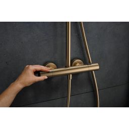 Hansgrohe Pulsify S Puro zestaw prysznicowy ścienny termostatyczny z deszczownicą brąz szczotkowany 24222140