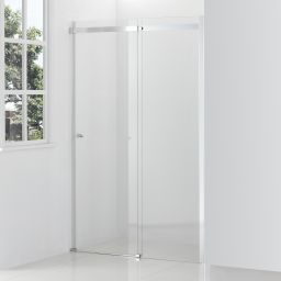 Hagser Alena drzwi prysznicowe 120 cm dwuczęściowe przesuwne chrom błyszczący/szkło przezroczyste HGR60000021